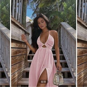 NWOT Commense Pink Backless Halter Dress